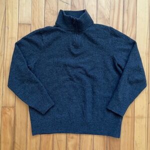 MARK LAW 100% Extra Fine Merino Wool Quarter Zip Mock Neck Sweater Gray Mens L